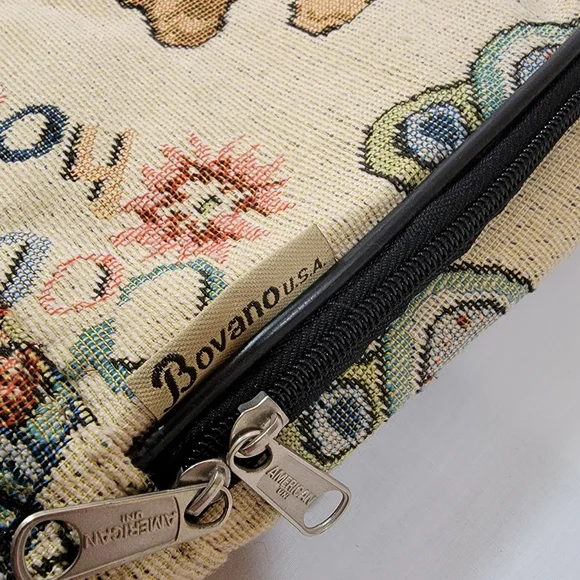 Vintage Bovano Tapestry Made USA Teddy Bear Country House Tote Bag - Picture 8 of 8